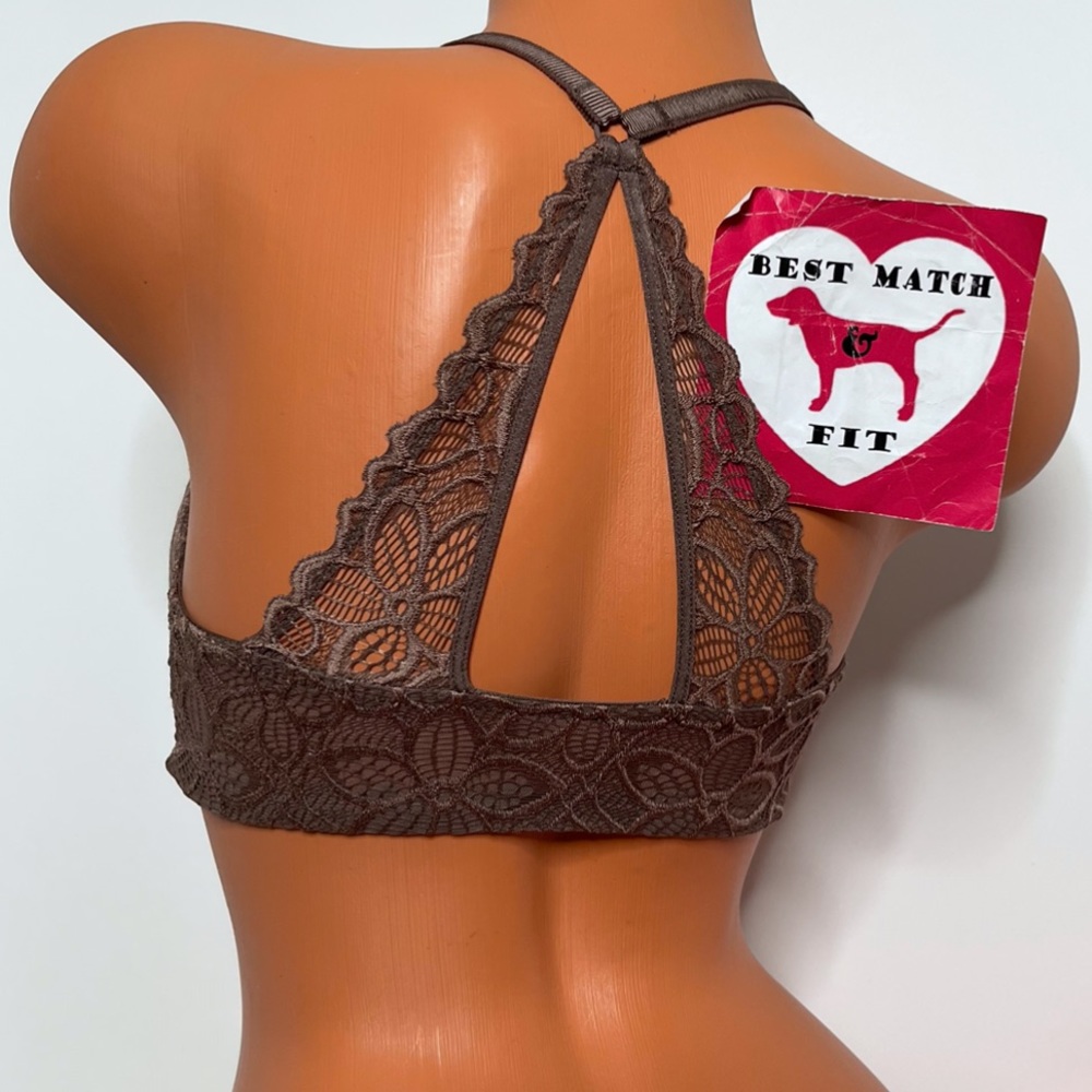 PINK Victoria’s Secret 32DD Push-up Bra Date Racerback Floral Lace - Picture 1 of 2